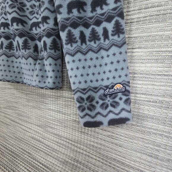 Chubbies Sweater Mens S Blue Grey Fair Isle Fleece 1/4 Zip Bear Tree Snowflake - Picture 9 of 11